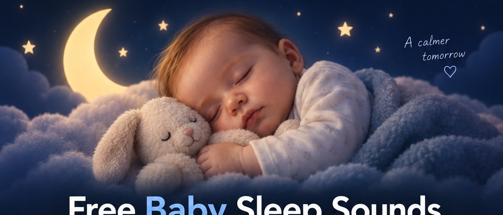 Dreamlike illustration of a sleeping baby and moon
